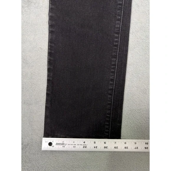 Levis 505 Jeans Womens 28 Black Dark Wash Denim Straight Mid Rise Stretch - Picture 6 of 10